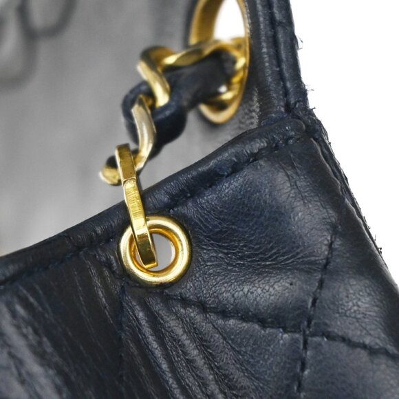 CHANEL CC Logo Mini Matelasse Chain Shoulder Bag Leather Blue GHW 373RL397 - Picture 16 of 16